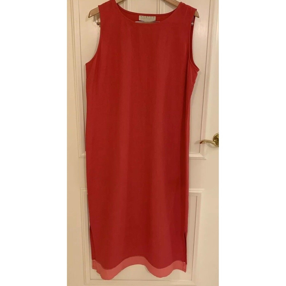 Norton McNaughton Women Large Linen Blend Maxi Dress 2 Tone Pink
